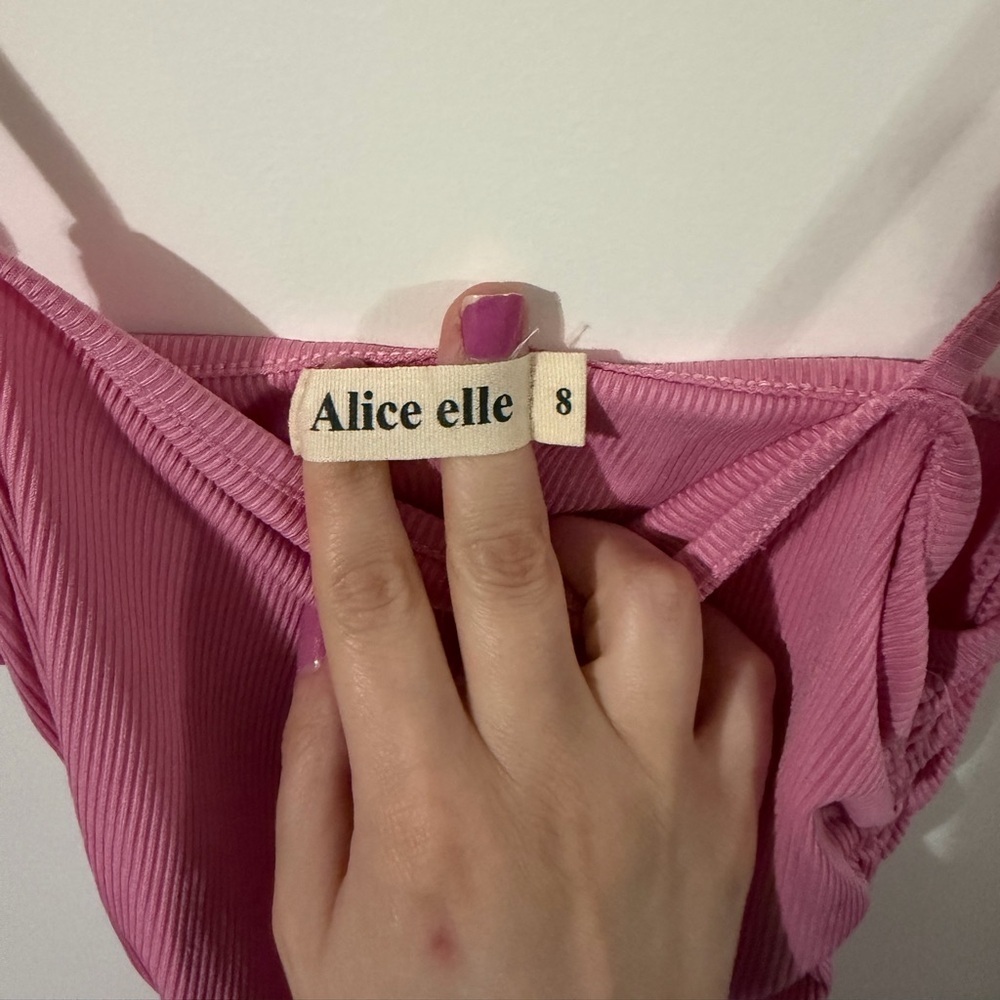 Alice Elle Pink Ribbed Ruched Cut-Out Mini Dress Size 8 - Picture 3 of 6